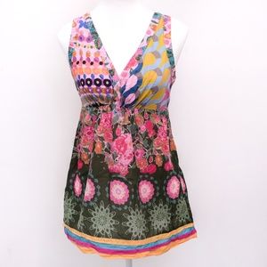 Desiguals Artisan Maximalist Colorful V- Neck Geometric Tank Top Medium